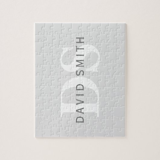 Moderner Name und Monogramm | Light & Dark Grau Wh Puzzle (Vertikal)