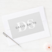 Moderner Name und Monogramm | Light & Dark Grau Wh Rechteckiger Aufkleber (Umschlag)