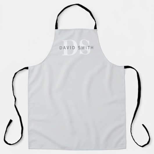 Moderner Name und Monogramm | Light & Dark Grau Wh Schürze (Vorderseite)