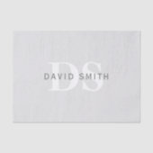 Moderner Name und Monogramm | Light & Dark Grau Wh Seidenpapier (Vorderseite)