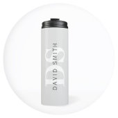 Moderner Name und Monogramm | Light & Dark Grau Wh Thermosbecher