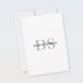 Moderner Name und Monogramm | Schwarz-weiß & grau Dankeskarte