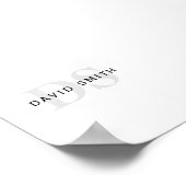 Moderner Name und Monogramm | Schwarz-weiß & grau Poster (Ecke)