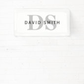 Moderner Name und Monogramm | Weiß Schwarz & Grau Banner (InSitu)