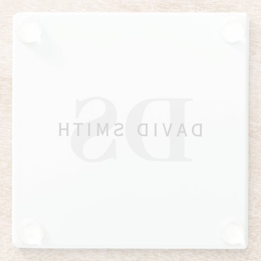 Moderner Name und Monogramm | Weiß Schwarz & Grau Glasuntersetzer (Rückseite)