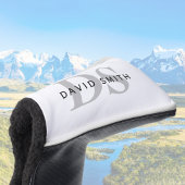 Moderner Name und Monogramm | Weiß Schwarz & Grau Golf Headcover