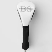 Moderner Name und Monogramm | Weiß Schwarz & Grau Golf Headcover (Vorderseite)