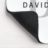 Moderner Name und Monogramm | Weiß Schwarz & Grau Mousepad (Ecke)