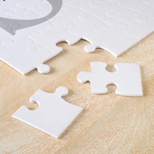 Moderner Name und Monogramm | Weiß Schwarz & Grau Puzzle (Seite)