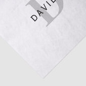 Moderner Name und Monogramm | Weiß Schwarz & Grau Seidenpapier (Ausschnitt)