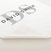 Moderner Name und Monogramm | Weiß Schwarz & Grau Sherpadecke (3/4)