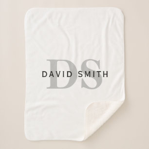 Moderner Name und Monogramm   Weiß Schwarz & Grau Sherpadecke