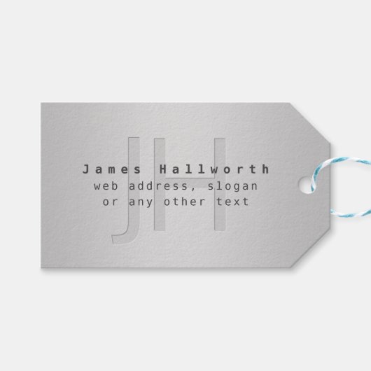 Moderner Name und Slogan | Grau Gradient Geschenkanhänger (Vorderseite (Horizontal))