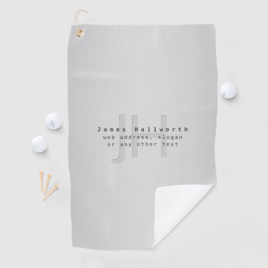Moderner Name und Slogan | Grau Gradient Golfhandtuch (Insitu)