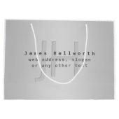 Moderner Name und Slogan | Grau Gradient Große Geschenktüte (Rückseite)