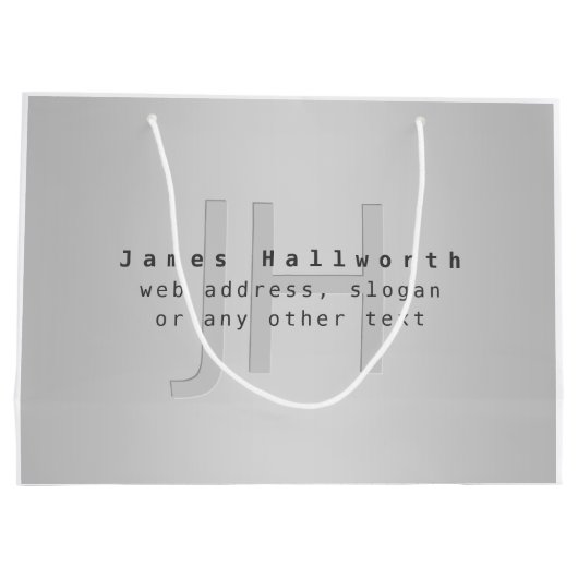 Moderner Name und Slogan | Grau Gradient Große Geschenktüte (Rückseite)