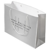 Moderner Name und Slogan | Grau Gradient Große Geschenktüte (Rückseite Schrägansicht)