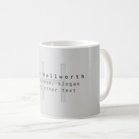 Moderner Name und Slogan | Grau Gradient Kaffeetasse (VorderseiteRechts)
