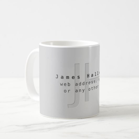 Moderner Name und Slogan | Grau Gradient Kaffeetasse (Vorderseite Links)