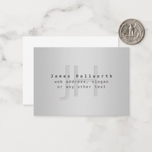 Moderner Name und Slogan | Grau Gradient Mitteilungskarte (Vorderseite/Rückseite Beispiel)