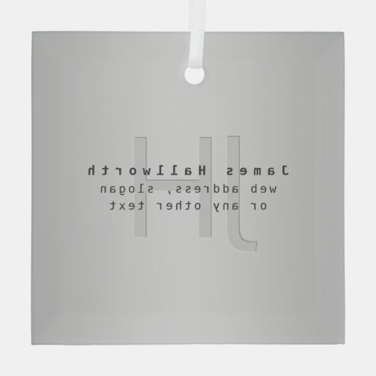 Moderner Name und Slogan | Grau Gradient Ornament Aus Glas (Rückseite)