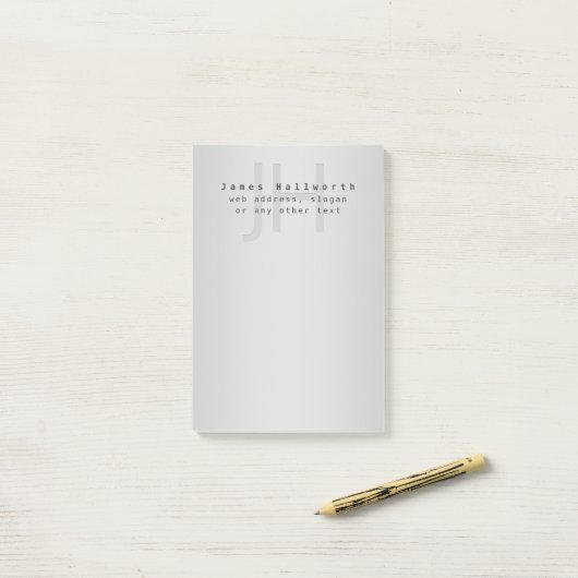 Moderner Name und Slogan | Grau Gradient Post-it Klebezettel (Auf Schreibtisch)