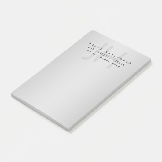 Moderner Name und Slogan | Grau Gradient Post-it Klebezettel (angewinkelt)