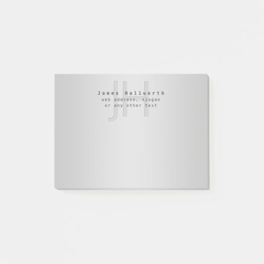 Moderner Name und Slogan | Grau Gradient Post-it Klebezettel (Vorderseite)
