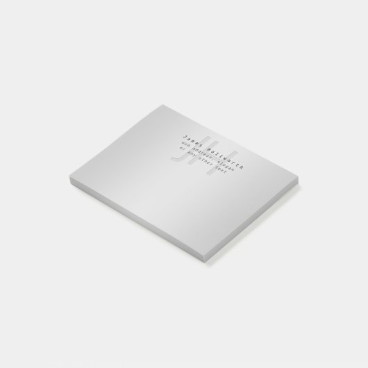 Moderner Name und Slogan | Grau Gradient Post-it Klebezettel (angewinkelt)