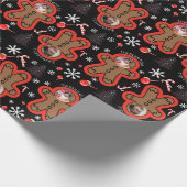 Moderner Name Zwei Foto Weihnachtsmann Geschenkpapier (Ecke)