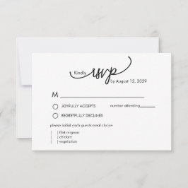 Moderner Namensmonogramm mit Blattschrift RSVP Karte