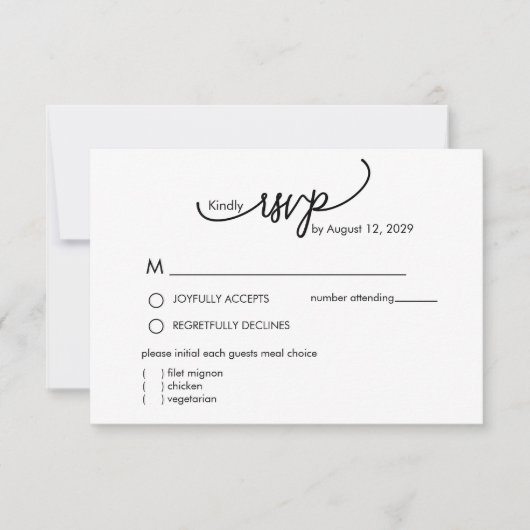 Moderner Namensmonogramm mit Blattschrift RSVP Karte (Vorderseite)