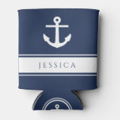 Moderner Nautic Anchor Individuelle Name Navy Blue Dosenkühler (Vorderseite)