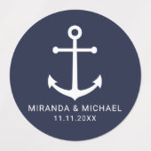 Moderner Nautic Navy Blue Anchor Gastgeschenk Hoch Etiketten (Design 2)