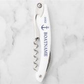Moderner Nautical Anchor Blau-Weiß-Individuelle Na Kellnermesser (Vorderseite)