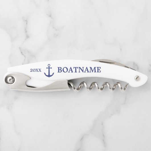 Moderner Nautical Anchor Blau-Weiß-Individuelle Na Kellnermesser (Vorderseite)