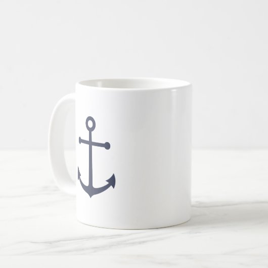 Moderner Nautical Navy Blue Anchor Kaffeetasse (Vorderseite Links)
