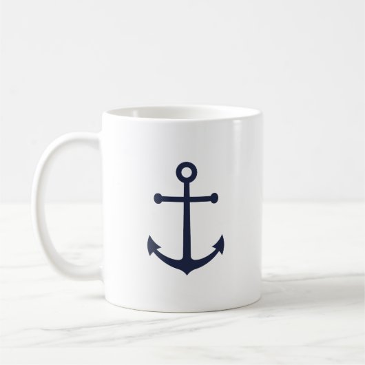 Moderner Nautical Navy Blue Anchor Kaffeetasse (Links)