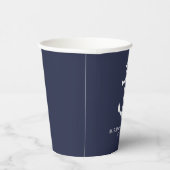 Moderner Nautical Navy Blue Anchor Wedding Paper C Pappbecher (Rechts)