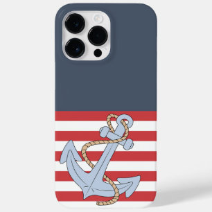 Moderner nautischer Anker Streifen Blau und Rot ni Case-Mate iPhone 14 Pro Max Hülle