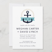 Moderner Navy Anchor Nautical Monogram Wedding Inv Einladung (Vorderseite)