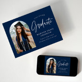 Moderner Navy Arch Foto Abschluss Ankündigung