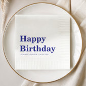 Moderner Navy Blau Geburtstag Serviette