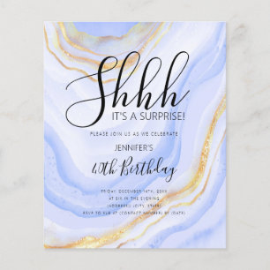 Moderner Navy Blue 40. Geburtstag Wasserfarbe Glit Flyer