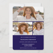 Moderner Navy Blue 4 Fotos Abschluss Einladung (Rückseite)