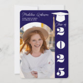 Moderner Navy Blue 4 Fotos Abschluss Einladung (Vorderseite)
