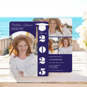 Moderner Navy Blue 4 Fotos Abschluss Einladung