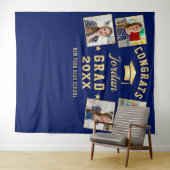 Moderner Navy Blue Abschluss 4 Foto Stand Hintergr Wandteppich (Beispiel (Horizontal))
