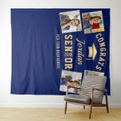 Moderner Navy Blue Abschluss 4 Foto Stand Hintergr Wandteppich (Beispiel (Horizontal))