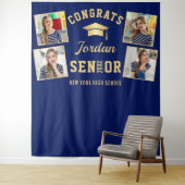 Moderner Navy Blue Abschluss 4 Foto Stand Hintergr Wandteppich (Beispiel)